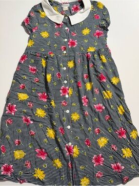 Vintage Maria Casero Tie Back Flower Dress Print Juniors/Girls Size XL